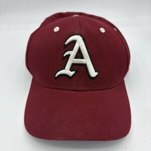 Arkansas Razorbacks Hat Cap Hogs Adult Fitted 7 3/8 A Red Zephyr‎ Wool Blend